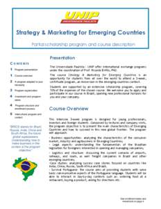 Strategy & Marketing for Emerging Countries Partial scholarship program and course description Presentation CONTENTS 1