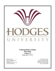 Hodges University  Undergraduate Catalog[removed]Volume 23 September 9, 2013