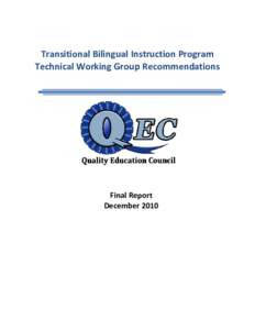 Transitional Bilingual Instruction Program Technical Working Group Recommendations Final Report December 2010