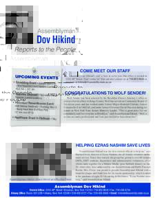 Assemblyman  Dov Hikind Reports to the People