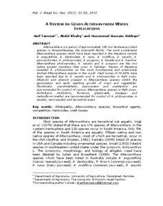 Pak. J. Weed Sci. Res. 19(1): 53-58, 2013  A REVIEW ON GENUS ALTERNANTHERA WEEDS