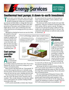 GEOTHERMAL HEAT PUMPS 2008 Geothermal heat pumps: A down-to-earth investment