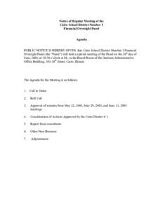 FOP Agenda for Cairo School District No. 1