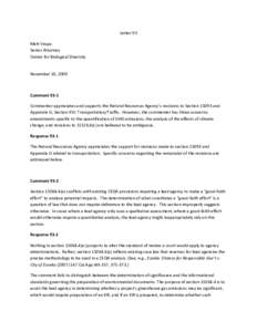 Letter 93 Matt Vespa Senior Attorney Center for Biological Diversity  November 10, 2009