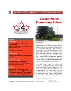 CENTER for ADVANCED RESEARCH  Discovering and Documenting Greatness Joseph Welsh Elementary School