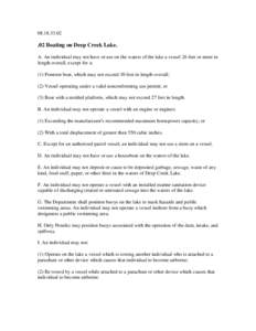Deep Creek Lake Boating Fact Sheet