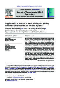 Copying skills in relation to word reading and writing in Chinese children with and without dyslexia