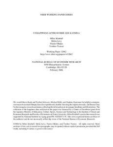 NBER WORKING PAPER SERIES  UNHAPPINESS AFTER HURRICANE KATRINA Miles Kimball Helen Levy Fumio Ohtake