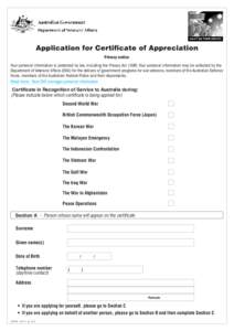 D0755 Application for Certificate of Appreciation