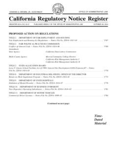 California Regulatory Notice Register 2014, Volume No. 43-Z