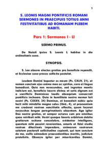 1  S. LEONIS MAGNI PONTIFICIS ROMANI