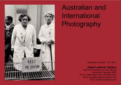 Australian and International Photography Collectors’ List No. 151, 2011