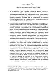 UK non-paper on 7th EAP 7th EU ENVIRONMENT ACTION PROGRAMME 1. The December 2010 Council Conclusions called for an ambitious vision for EU environment policy for 2050 to address persistent environmental problems in a glo