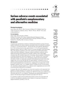 Serious adverse events associated with paediatric complementary and alternative medicine Principal investigator  Co-investigators