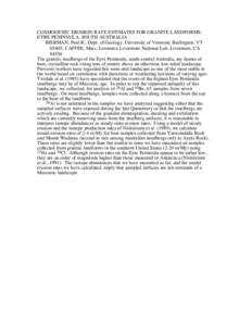 COSMOGENIC EROSION RATE ESTIMATES FOR GRANITE LANDFORMS; EYRE PENINSULA, SOUTH AUSTRALIA BIERMAN, Paul R., Dept. of Geology, University of Vermont, Burlington, VT 05405; CAFFEE, Marc, Lawrence Livermore National Lab, Liv