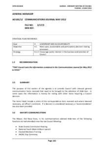 Agenda of Ordinary Meeting of Council - 15 May 2012