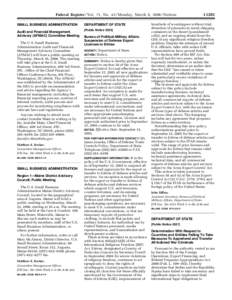 Federal Register / Vol. 71, No[removed]Monday, March 6, [removed]Notices SMALL BUSINESS ADMINISTRATION DEPARTMENT OF STATE  Audit and Financial Management