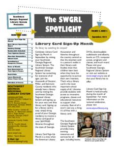 The SWGRL SPOTLIGHT Southwest Georgia Regional Library System