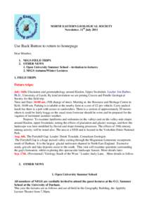 NORTH EASTERN GEOLOGICAL SOCIETY Newsletter. 11th July 2011