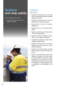 Seafarer and ship safety Highlights In 2011–12 we: