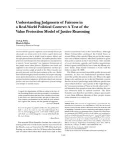 PERSONALITY AND SOCIAL PSYCHOLOGY BULLETIN Skitka, Mullen / ELIÁN GONZÁLEZ Understanding Judgments of Fairness in a Real-World Political Context: A Test of the