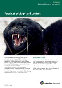 Fact sheet DECLARED CLASS 2 PEST ANIMAL Feral cat ecology and control