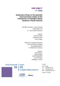 Exploratory Study on the potential socio-economic impact of the introduction of Intelligent Safety Systems in Road Vehicles  VDI/VDE Innovation + Technik GmbH