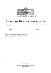 U N I VER SI TÄT R OS TOCK  AMTLICHE BEKANNTMACHUNGEN JahrgangNr. 1