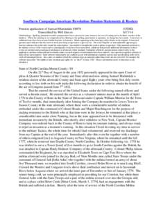 Southern Campaign American Revolution Pension Statements & Rosters Pension application of Samuel Martindale S8878 Transcribed by Will Graves f13DEL[removed]