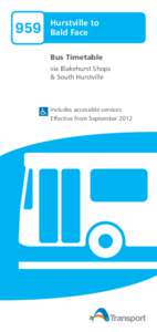 959  Hurstville to Bald Face Bus Timetable via Blakehurst Shops