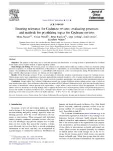 Ensuring relevance for Cochrane reviews: evaluating processes and methods for prioritizing topics for Cochrane reviews