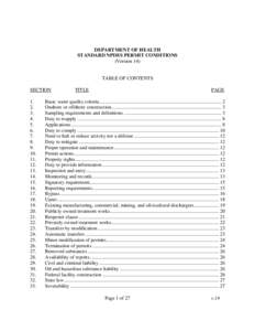 DEPARTMENT OF HEALTH STANDARD NPDES PERMIT CONDITIONS (Version 14) TABLE OF CONTENTS SECTION