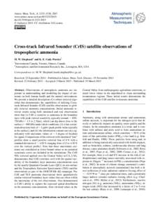 Atmos. Meas. Tech., 8, 1323–1336, 2015 www.atmos-meas-tech.netdoi:amt © Author(sCC Attribution 3.0 License.  Cross-track Infrared Sounder (CrIS) satellite observations of