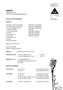 Kultur im Kammgarn Baumgartenstrasse 19 Postfach 784 CH-8201 Schaffhausen  Lightlist