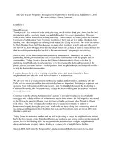 REO and Vacant Properties: Strategies for Neighborhood Stabilization, September 1, 2010