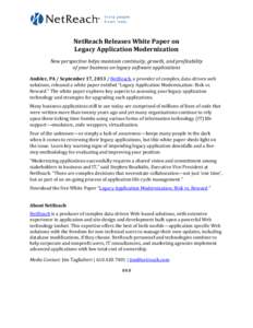 Microsoft Word - NetReach_PR_Legacy-Application-Modernization-White-Paper_091713.doc