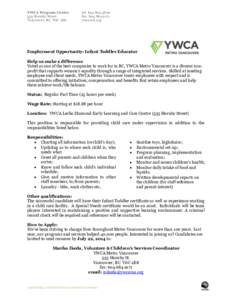 YWCA Program Centre 535 Hornby Street Vancouver, BC V6C 2E8 tel[removed]fax[removed]