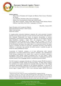 Lettera aperta a: - Matteo Renzi, Presidente del Consiglio dei Ministri, Pietro Grasso, Presidente del Senato, - Laura Boldrini, Presidente della Camera di Deputati, - Sandro Gozi, Sottosegretario di Stato agli Affari Eu