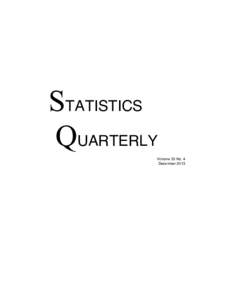 STATISTICS QUARTERLY Volume 35 No. 4 December 2013  Statistics Quarterly