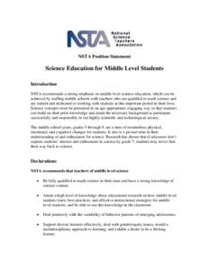Standards-based education / National Science Teachers Association / Inquiry-based learning / Science education / National Science Education Standards / Michael J. Padilla / Direct Instruction / Education / Education in the United States / Education reform