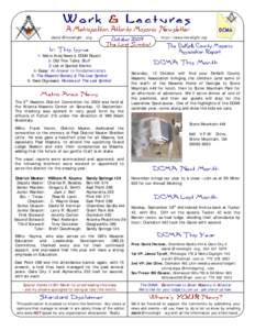 A Metropolitan Atlanta Masonic Newsletter [removed] In This Issue  October 2009