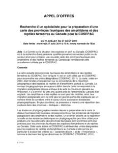 A report is required that will examine the species Rangifer tarandus with respect to genetic, ecological, and morphological information, distribution, range disjunction, and presence in different ecoregions