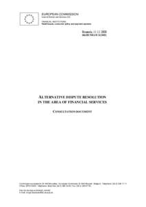 Consultation document on Alternative Dispute Resolution (ADR) in the area of financial services