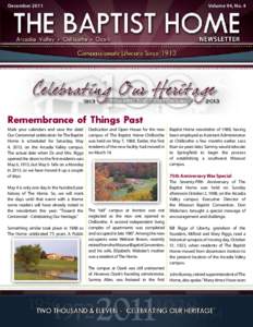 DecemberVolume 94, No. 4 Remembrance of Things Past Mark your calendars and save the date!