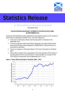 Statistics Release Police Officer Quarterly Strength Statistics Scotland, 30 September 2012