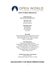 OPEN WORLD PROGRAM Sponsored by the Open World Leadership Center