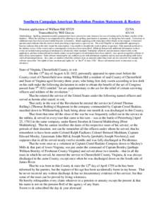 Southern Campaign American Revolution Pension Statements & Rosters Pension application of William Hill S5529 Transcribed by Will Graves f21VA[removed]