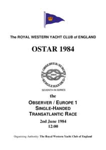 The ROYAL WESTERN YACHT CLUB of ENGLAND  OSTAR 1984 the