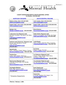 COUNTY OPERATIONS NORTH & SOUTH REGIONAL LISTING