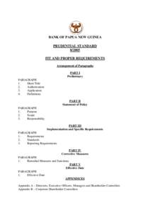 BANK OF PAPUA NEW GUINEA PRUDENTIAL STANDARDFIT AND PROPER REQUIREMENTS Arrangement of Paragraphs PART I